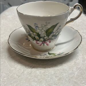 Vintage Regency Lily of Valley Bone China Teacup and Saucer Set